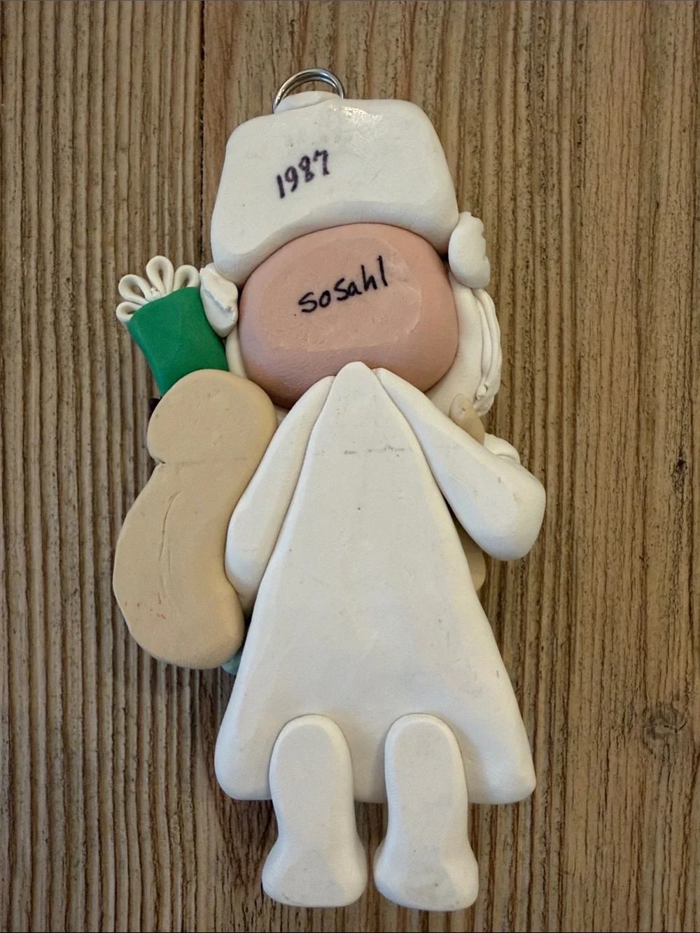 Vintage 1987 Santa Ornament Hand-Painted Polymer Clay